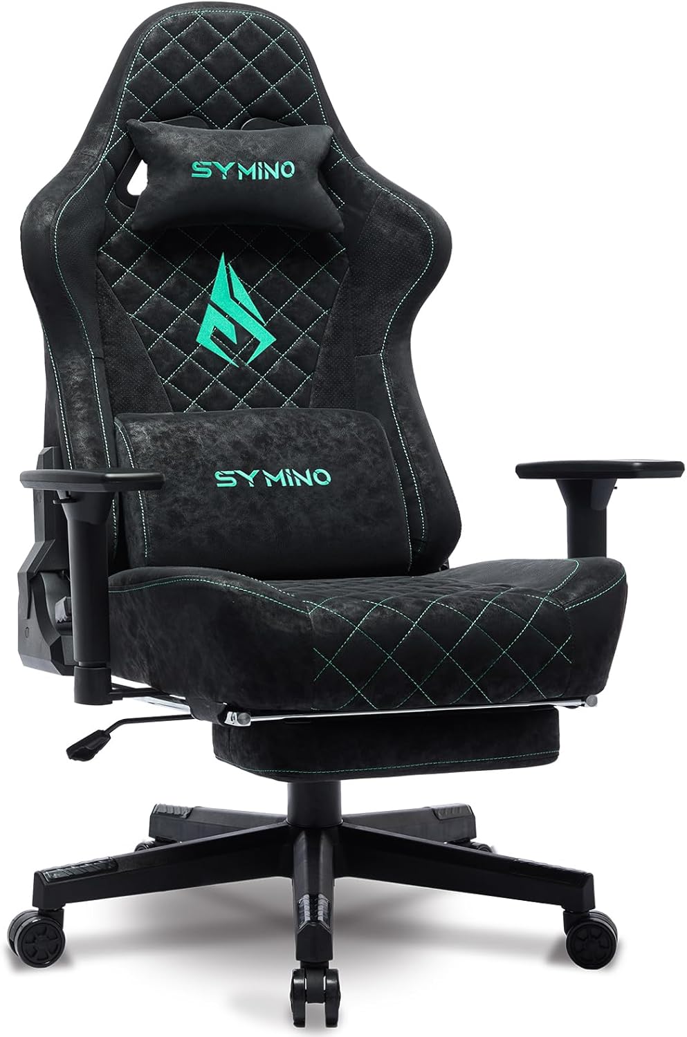 Chaise Gaming Symino – Ergonomique avec Repose-Pieds, Dossier Inclinable, Accoudoirs Ajustables, Cuir PU, Coussin Lombaire & Têtière