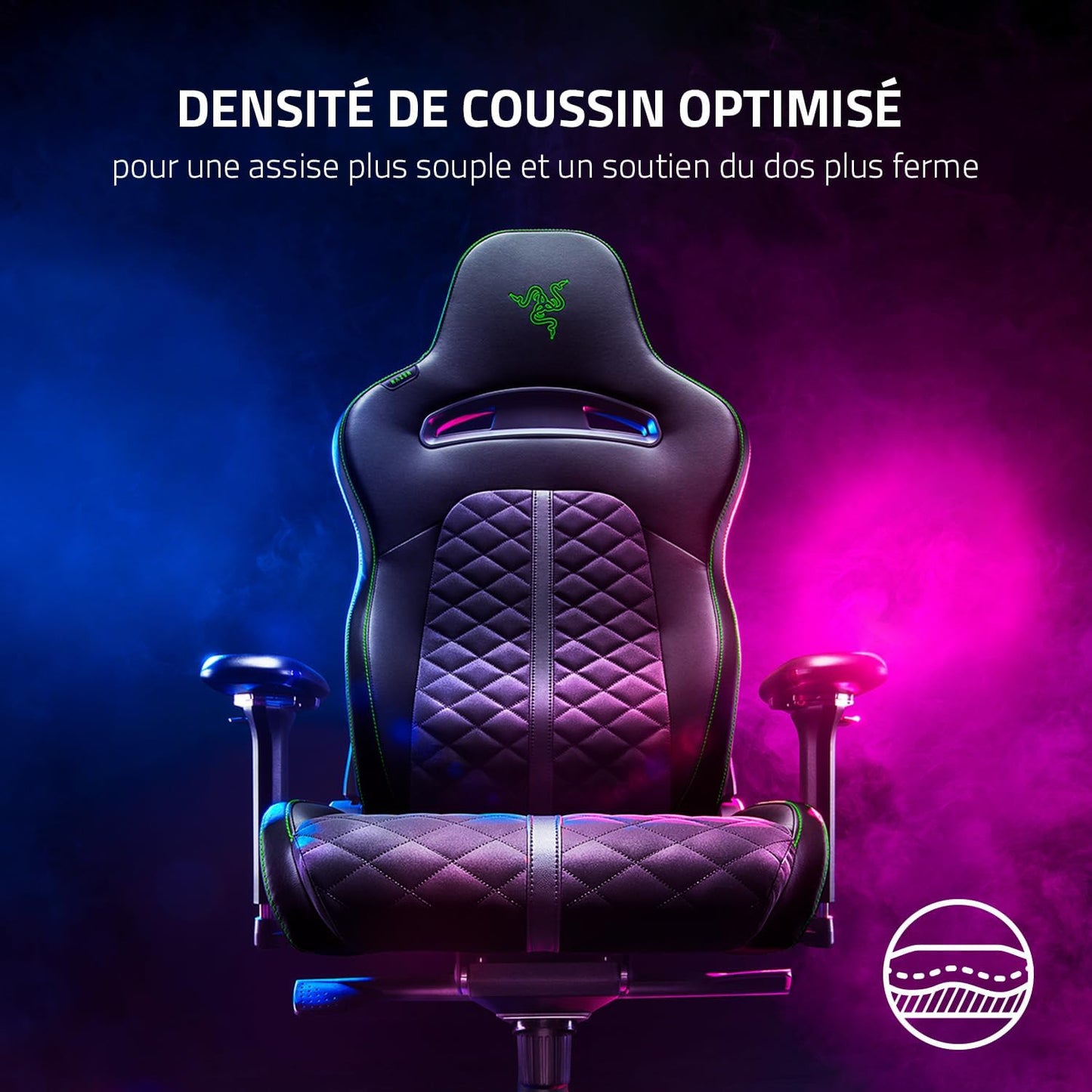 Razer Iskur – Chaise Gaming Premium avec Soutien Lombaire Intégré, Rembourrage en Mousse Haute Densité, Finition Cuir Synthétique Multicouche