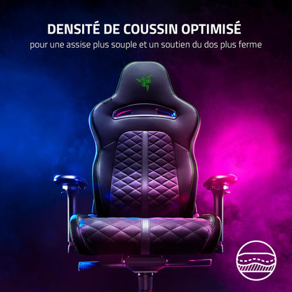 Razer Iskur – Chaise Gaming Premium avec Soutien Lombaire Intégré, Rembourrage en Mousse Haute Densité, Finition Cuir Synthétique Multicouche
