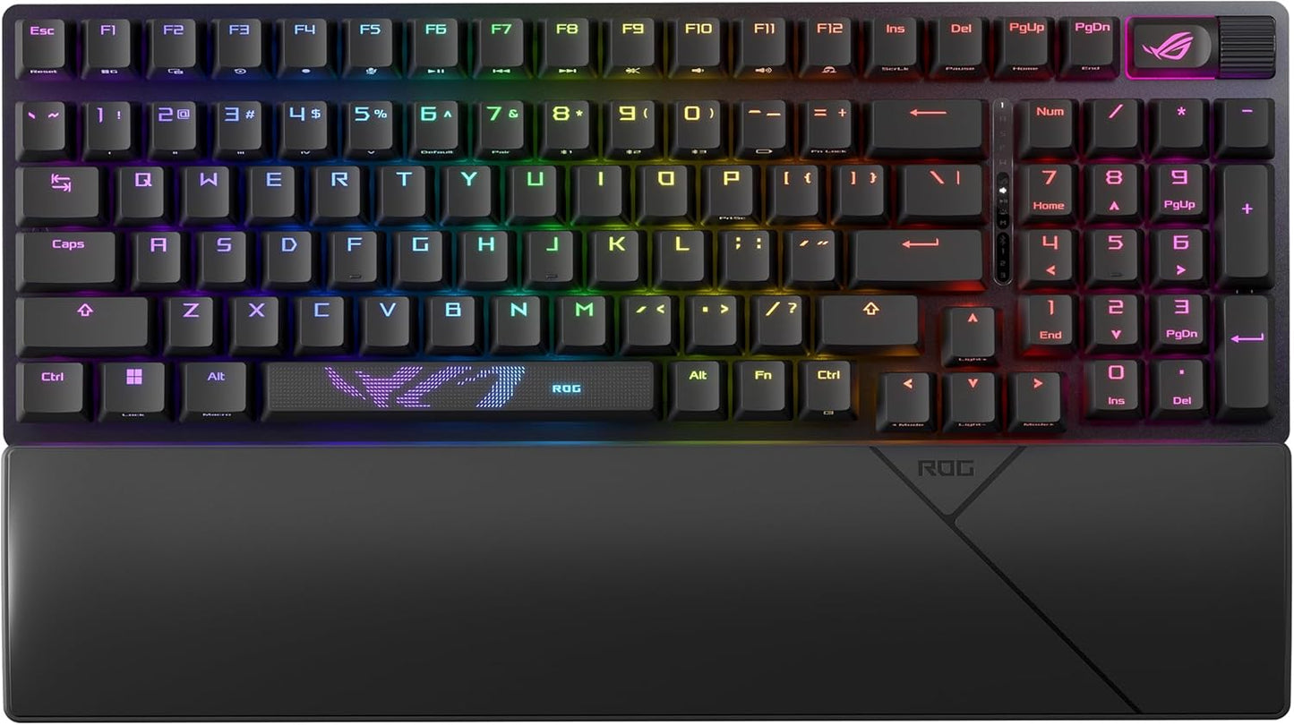 Clavier Gaming ASUS ROG Strix Scope II 96 Wireless – Mécanique, Azerty, Switchs ROG NX, RGB, Tri-mode (2.4 GHz, Bluetooth, USB), Repose-Poignets Inclus