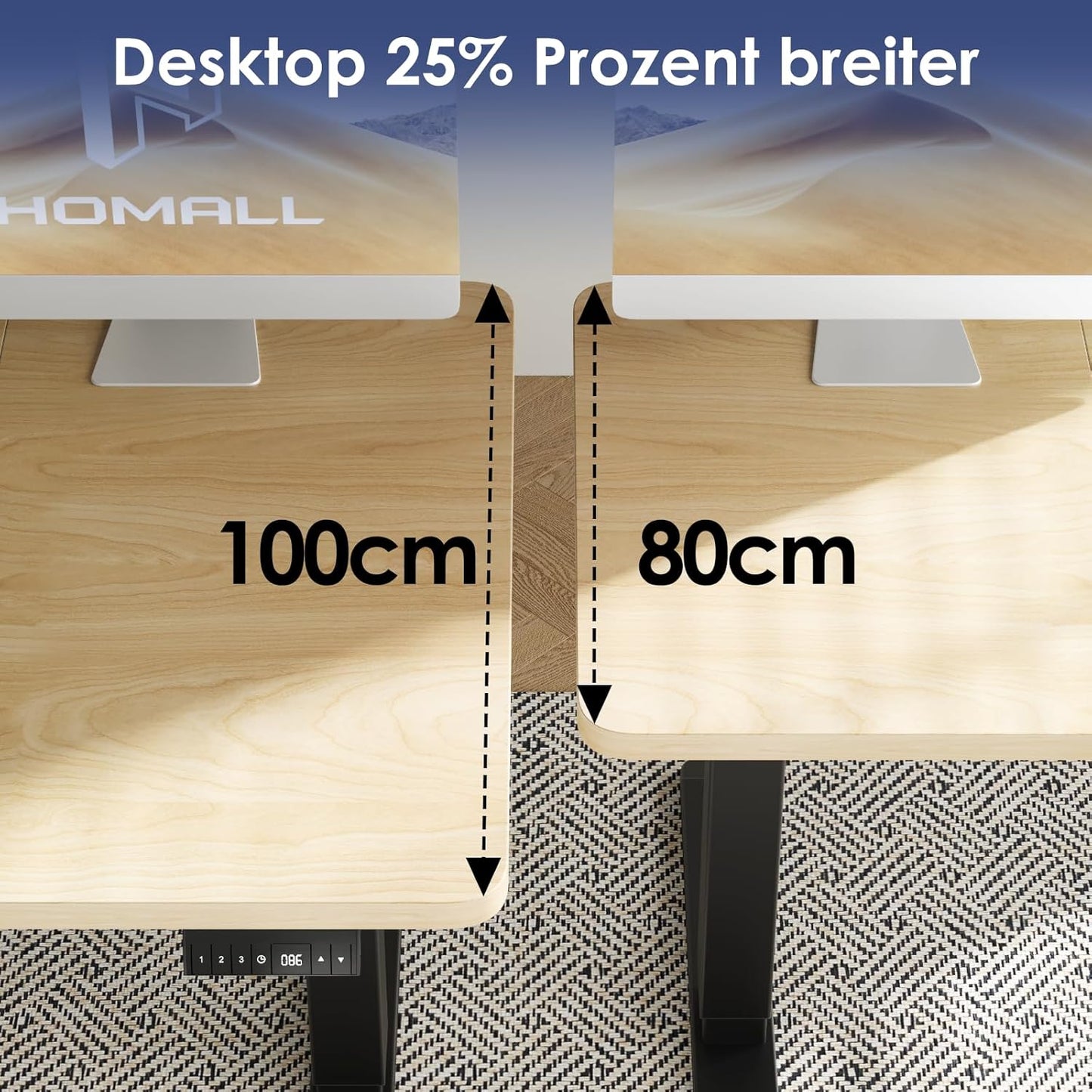 Bureau Gaming Électrique Homall – Réglable en Hauteur avec Moteur Silencieux – Fonction Anti-Collision – Surface 120 x 60 cm – Design Ergonomique RGB