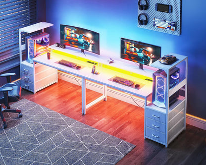 Bureau Gaming Coleshome Électrique – Éclairage LED RGB, Réversible avec Rangement et Support Écran – 140 cm – Style Moderne