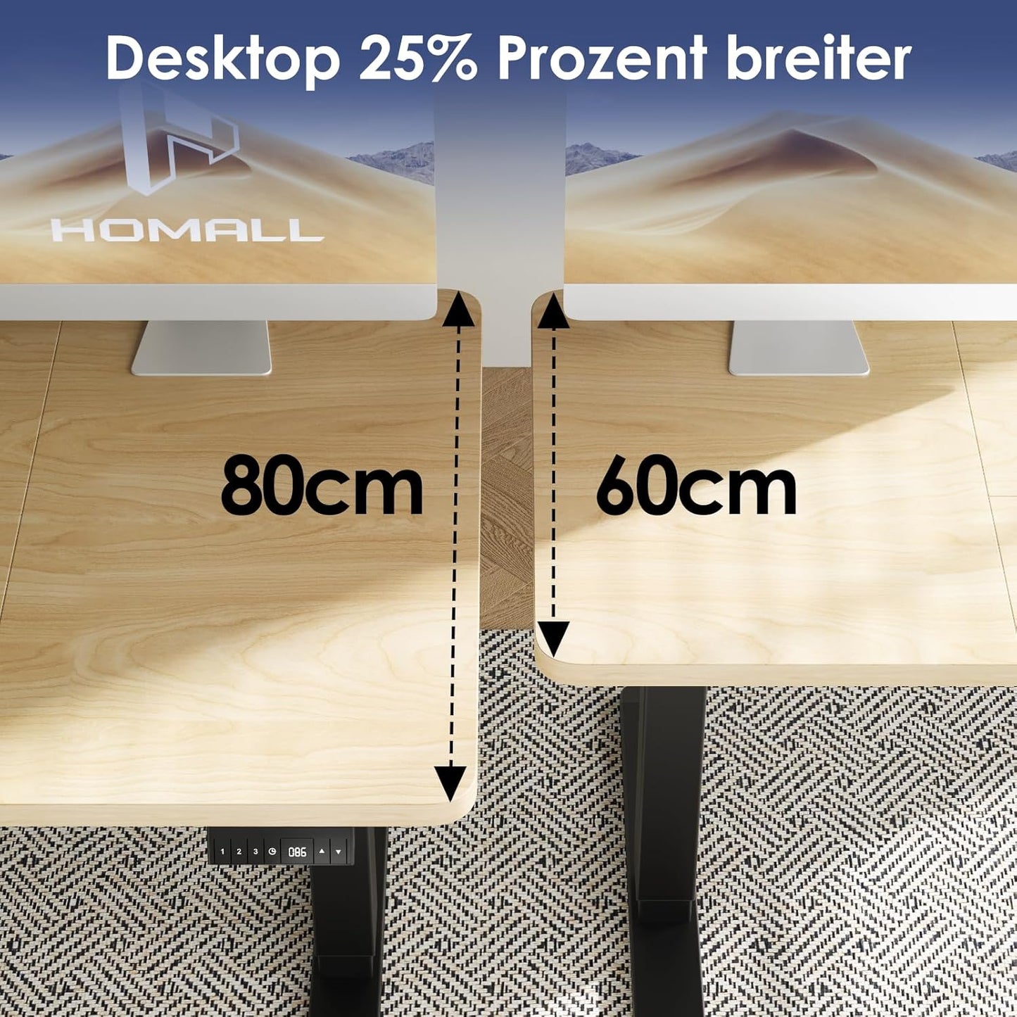 Bureau Gaming Électrique Homall – Réglable en Hauteur avec Moteur Silencieux – Fonction Anti-Collision – Surface 120 x 60 cm – Design Ergonomique RGB