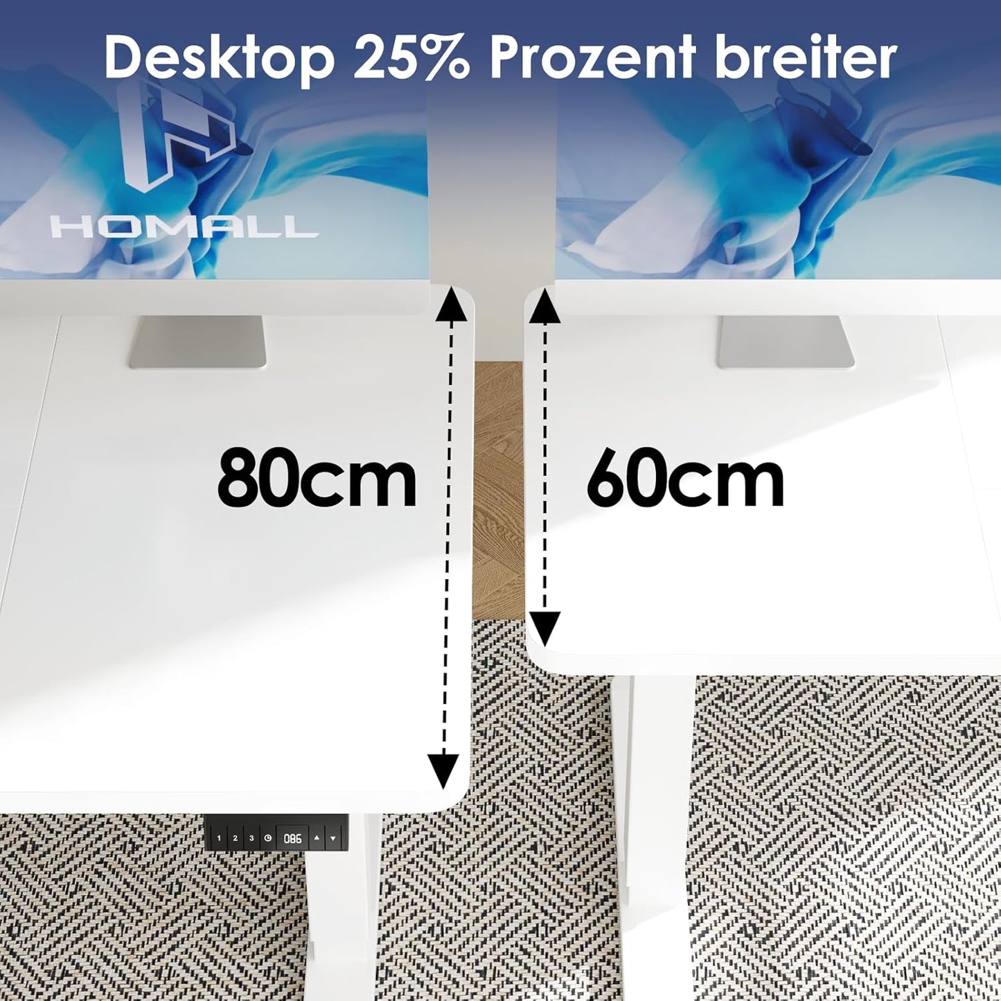 Bureau Gaming Électrique Homall – Réglable en Hauteur avec Moteur Silencieux – Fonction Anti-Collision – Surface 120 x 60 cm – Design Ergonomique RGB