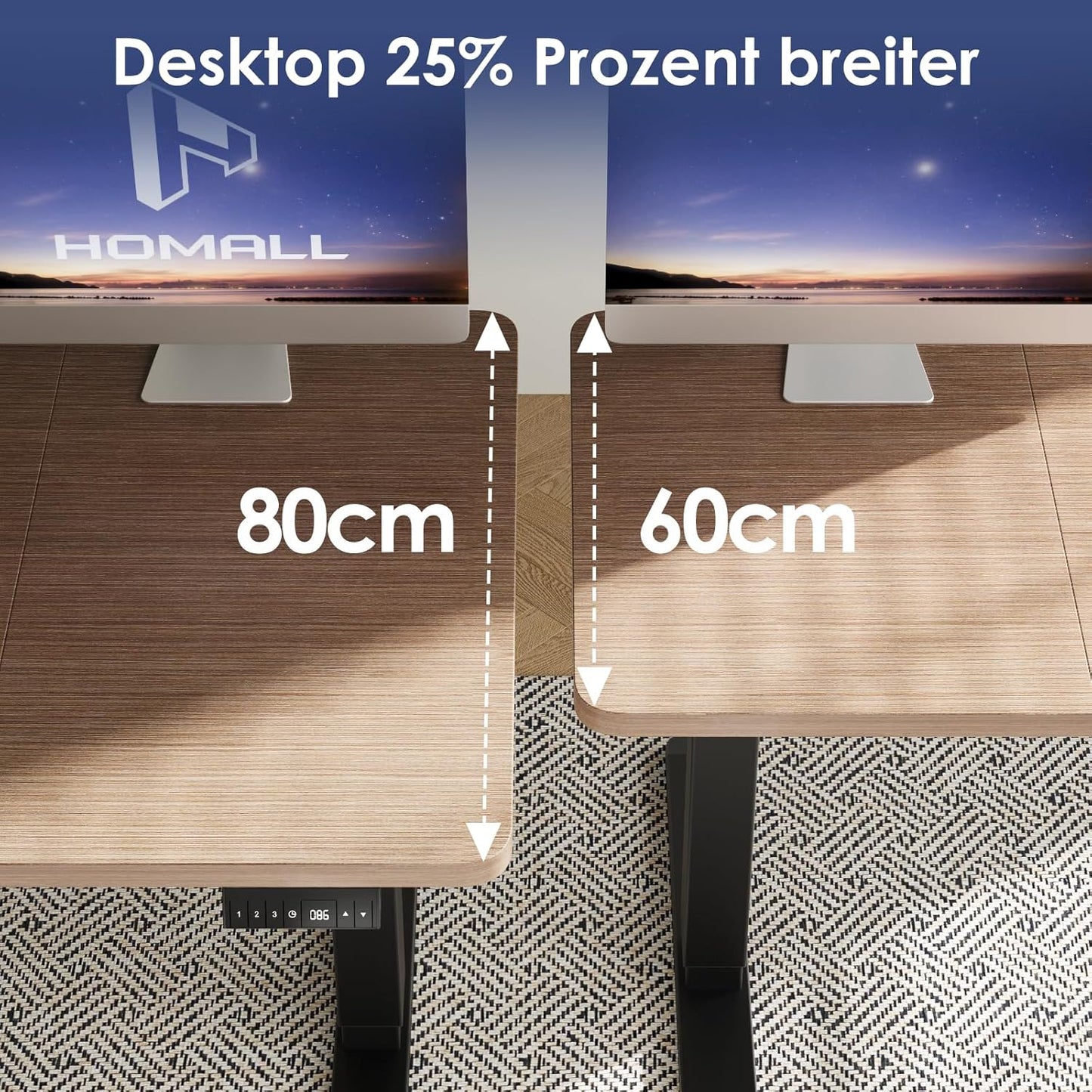 Bureau Gaming Électrique Homall – Réglable en Hauteur avec Moteur Silencieux – Fonction Anti-Collision – Surface 120 x 60 cm – Design Ergonomique RGB