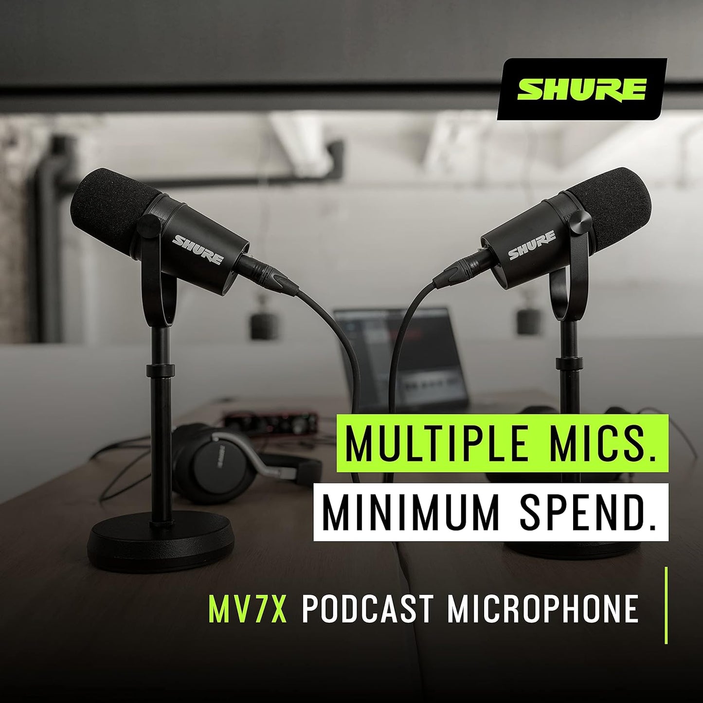 Microphone SHURE MV7 – USB & XLR, Micro Dynamique pour Podcasting, Streaming & Enregistrement – Technologie Voice Isolation & Contrôle Tactile