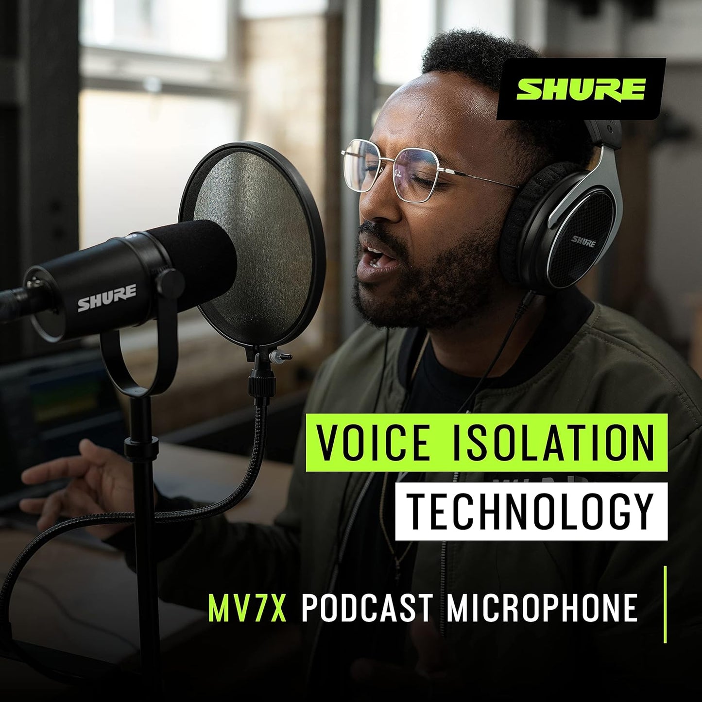 Microphone SHURE MV7 – USB & XLR, Micro Dynamique pour Podcasting, Streaming & Enregistrement – Technologie Voice Isolation & Contrôle Tactile