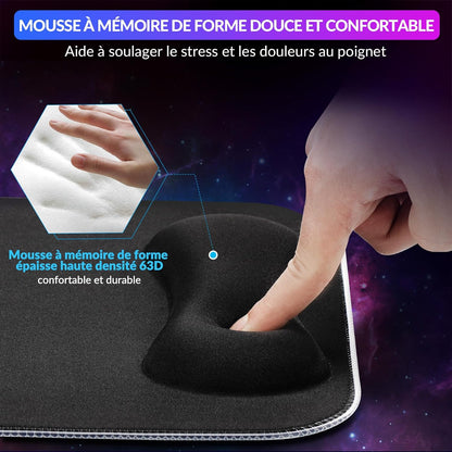 Tapis de Souris RGB XXL GIMARS – avec Chargeur Sans Fil 15W – 10 Modes d'Éclairage, Surface Imperméable et Base Antidérapante – 80×30 cm