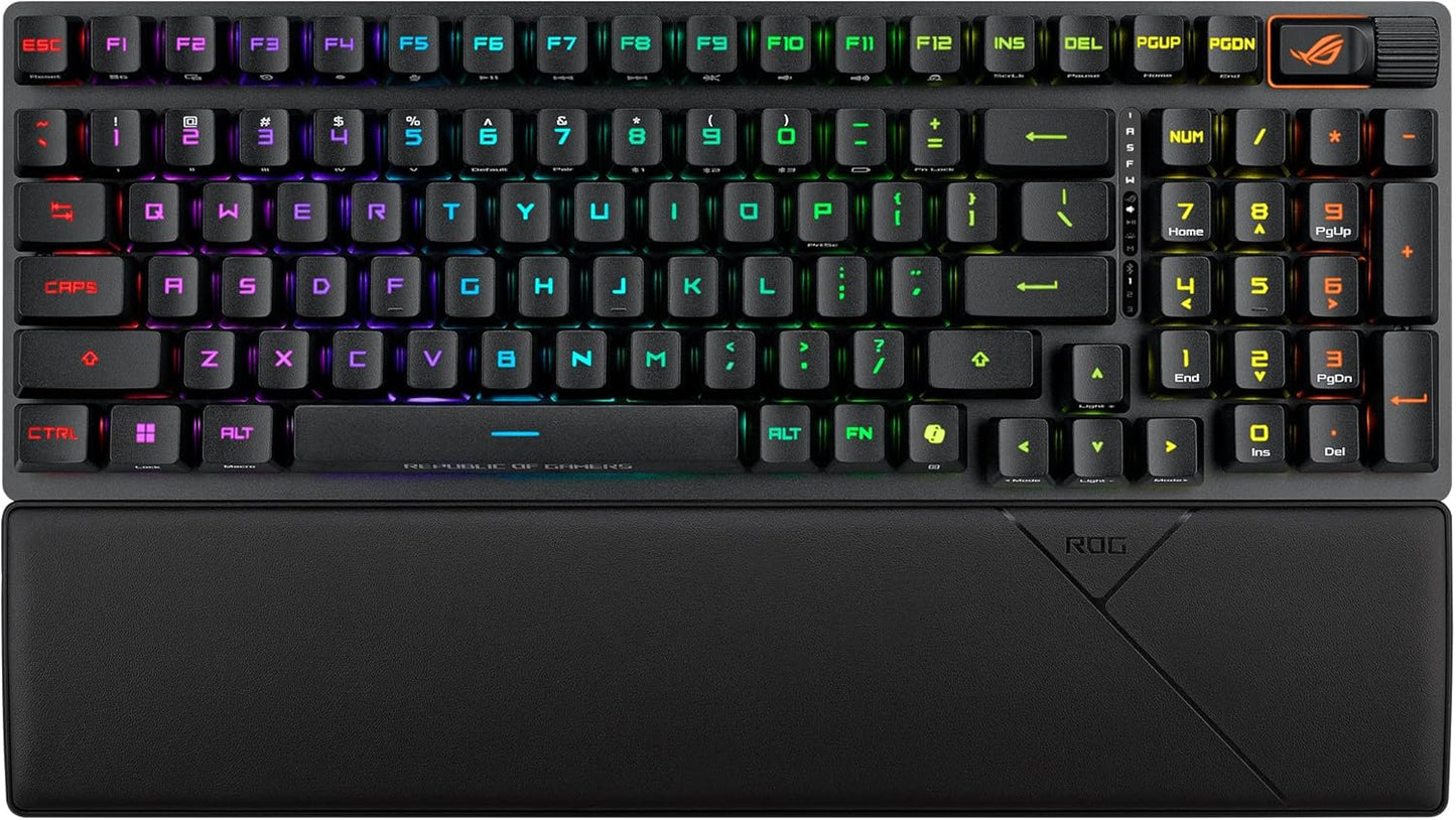 Clavier Gaming ASUS ROG Strix Scope II 96 Wireless – Mécanique, Azerty, Switchs ROG NX, RGB, Tri-mode (2.4 GHz, Bluetooth, USB), Repose-Poignets Inclus