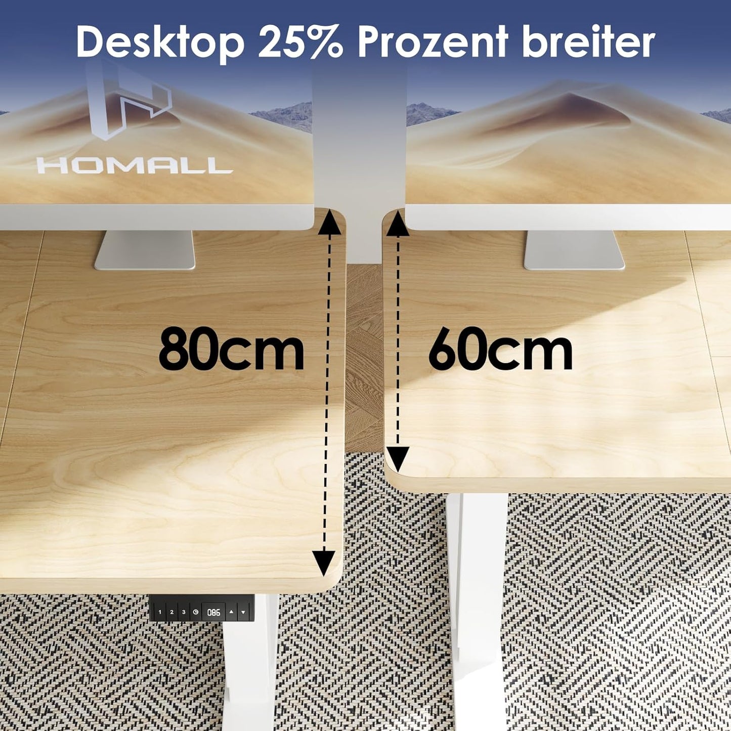 Bureau Gaming Électrique Homall – Réglable en Hauteur avec Moteur Silencieux – Fonction Anti-Collision – Surface 120 x 60 cm – Design Ergonomique RGB