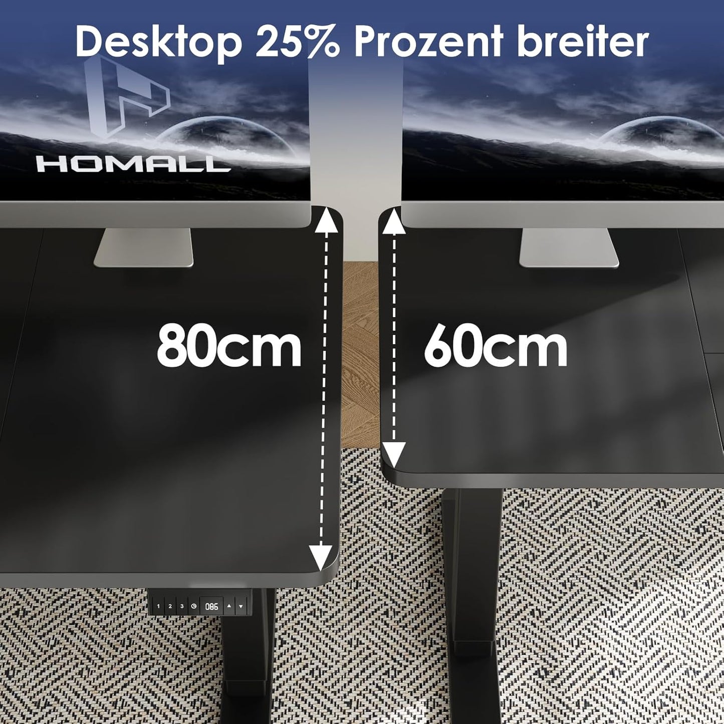 Bureau Gaming Électrique Homall – Réglable en Hauteur avec Moteur Silencieux – Fonction Anti-Collision – Surface 120 x 60 cm – Design Ergonomique RGB