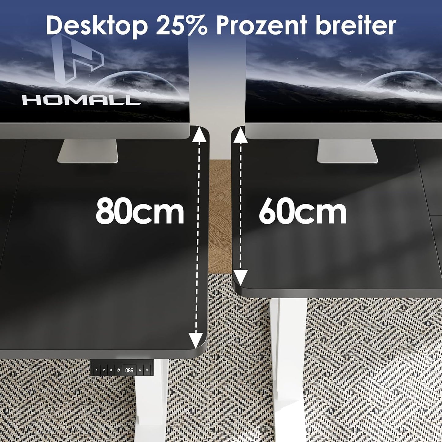 Bureau Gaming Électrique Homall – Réglable en Hauteur avec Moteur Silencieux – Fonction Anti-Collision – Surface 120 x 60 cm – Design Ergonomique RGB