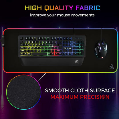 Tapis de Souris Gaming G-Lab Rubidium – XL 450×400 mm, Surface Antidérapante, Rétroéclairage RGB, Résistant à l’Eau – Compatible Souris Optique/Laser