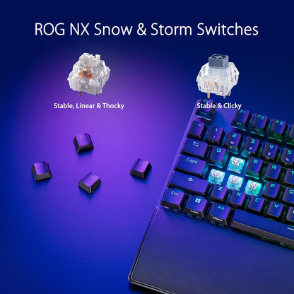 Clavier Gaming ASUS ROG Strix Scope II 96 Wireless – Mécanique, Azerty, Switchs ROG NX, RGB, Tri-mode (2.4 GHz, Bluetooth, USB), Repose-Poignets Inclus