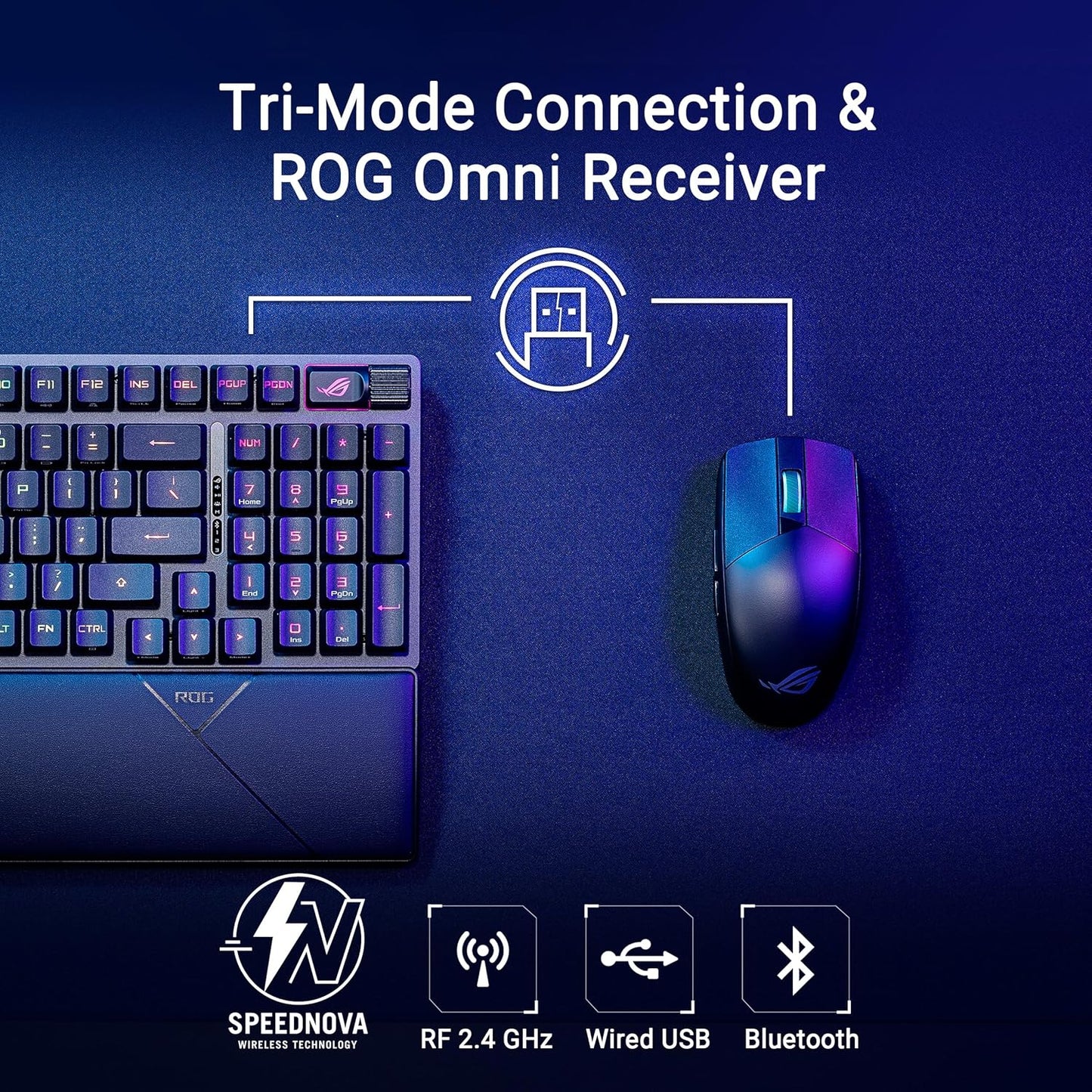 Clavier Gaming ASUS ROG Strix Scope II 96 Wireless – Mécanique, Azerty, Switchs ROG NX, RGB, Tri-mode (2.4 GHz, Bluetooth, USB), Repose-Poignets Inclus